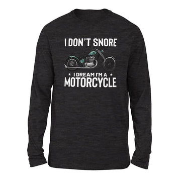 I Don't Snore, I Dream I'm A Motorcycle Men/Unisex Drop Shoulder Sweatshirt in Dark Grey Heather color
